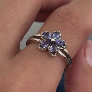 D'JOY 925 Sterling Silver Ring Purple-Blue Gem stone